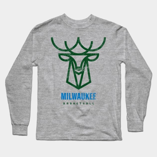 Milwaukee Bucks Modern Logo, Buck Wild Basketball Long Sleeve T-Shirt by BooTeeQue